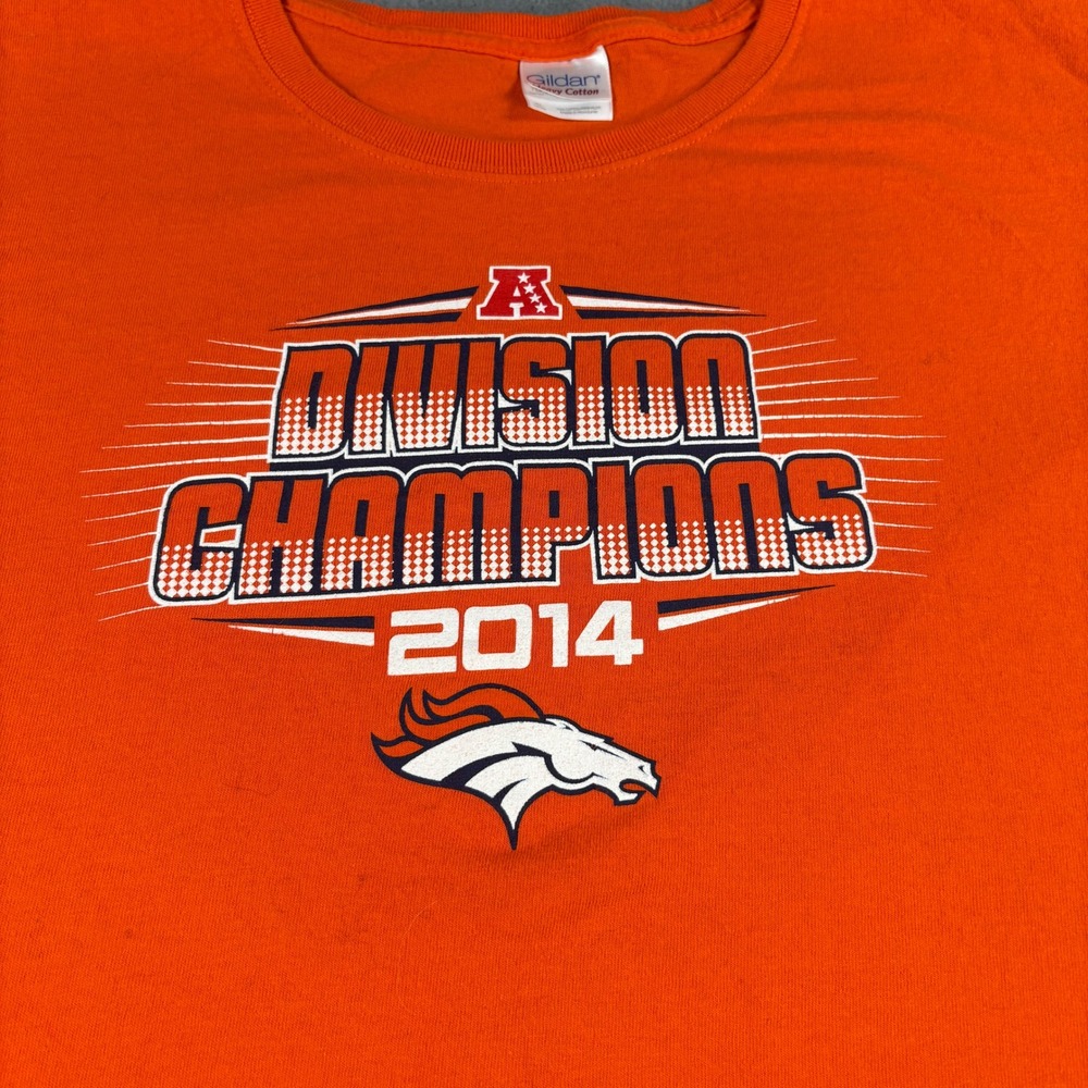 Denver Broncos 2014 Division Champions Shirt Mens XL Orange Gildan AFC West Tee